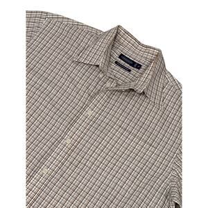 Consensus, Cream, plaid short sleeve , Dress Shirt, Size LT,‎ 1102Z
